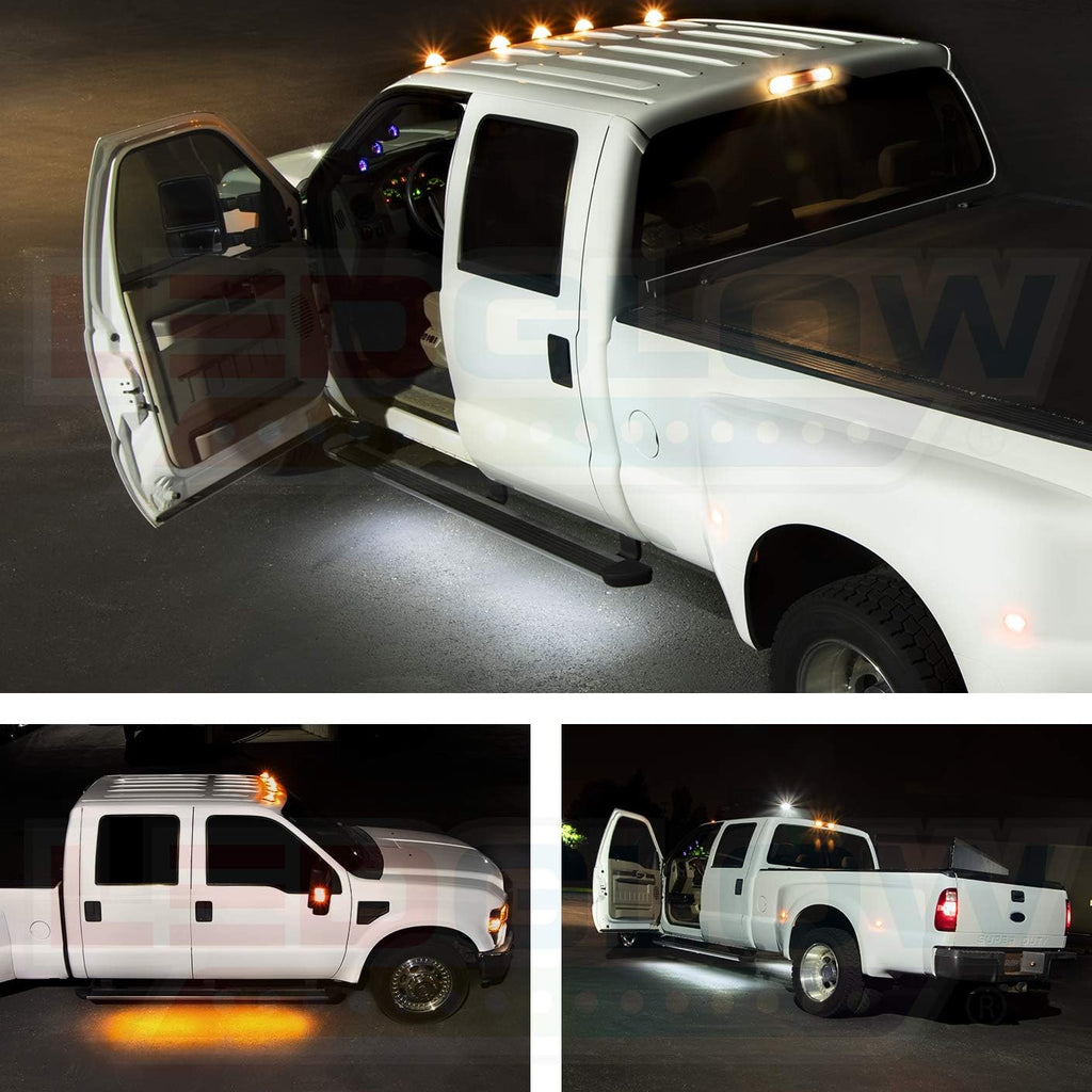 Amber LED Running Board Light Kit with White Courtesy Lights, Pack of 2 I44728