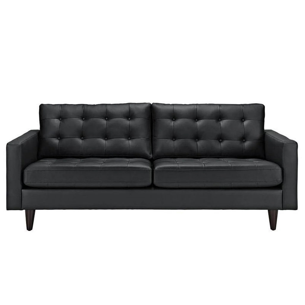 Black Leather Tufted Sofa D57801