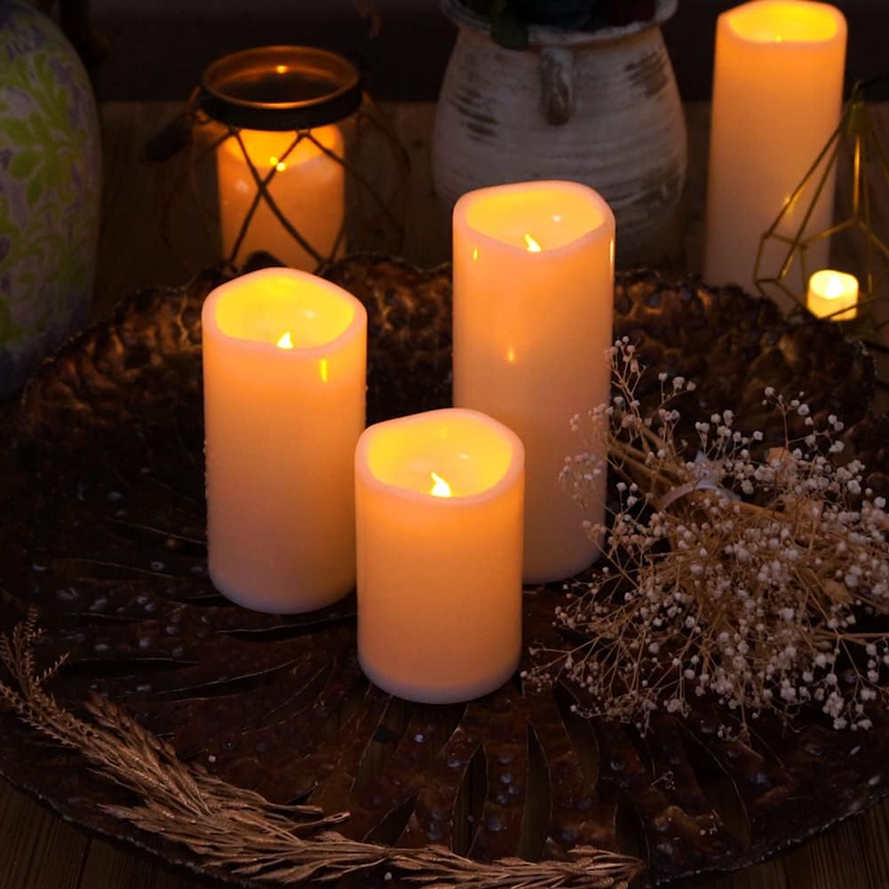 4 x Waterproof Flameless LED Pillar Candles, Set of 6 F563