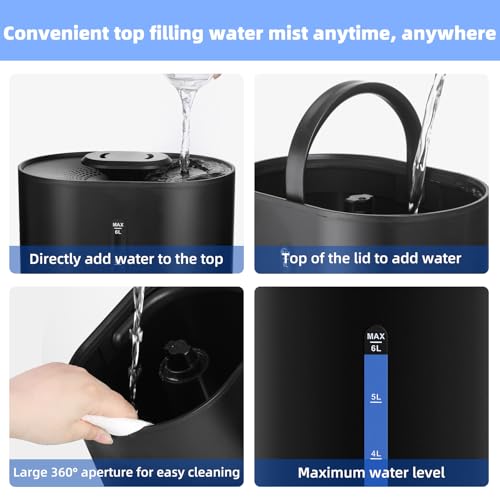 6L Cool and Warm Humidifiers Black O210