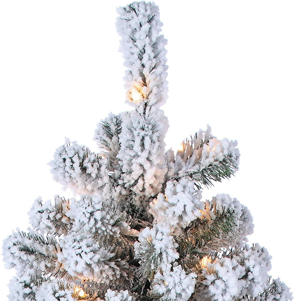 7 ft Pre Lit Clear Flocked Pine Q974