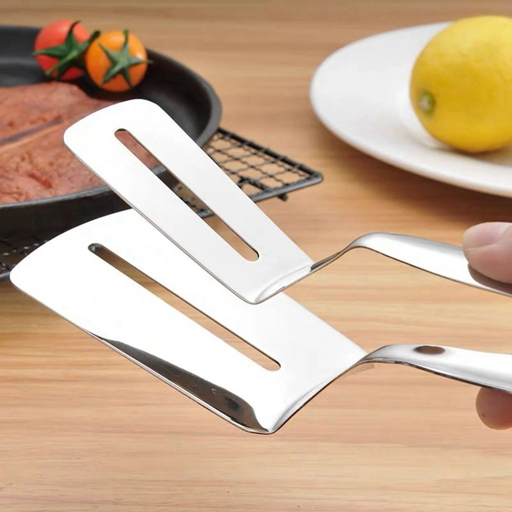 Stainless Steel Double-Sided Shovel Clip Kitchen Tongs T440239