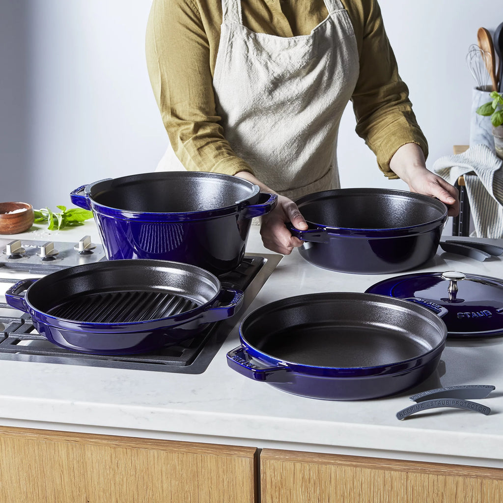 Dark Blue 4-pc Cast Iron Cookware Set D107011