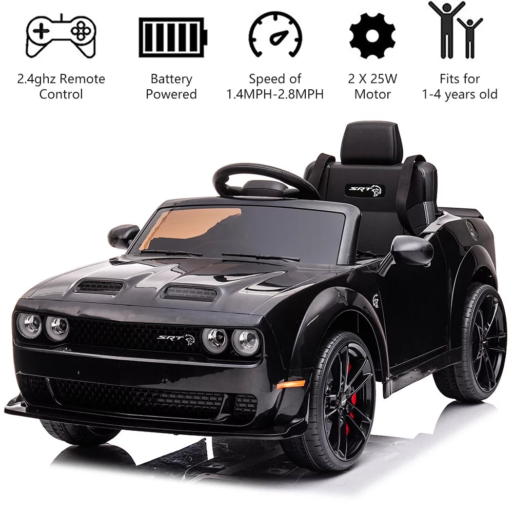 Black Licensed Dodge Challenger Battery Powered Kids Electric Car F1628