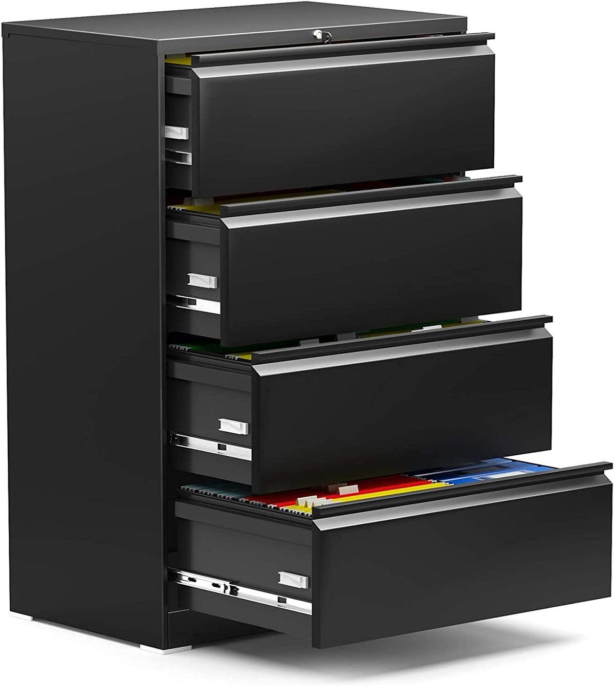 White 4 Drawer Metal Lateral File Cabinet with Lock Q215