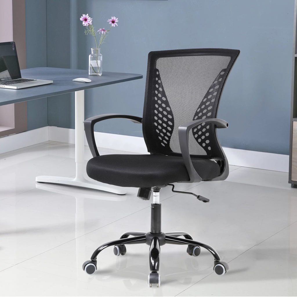Mesh Office Chair Ergonomic Computer Chair with Swivel Lumbar Support Adjustable Black E7859