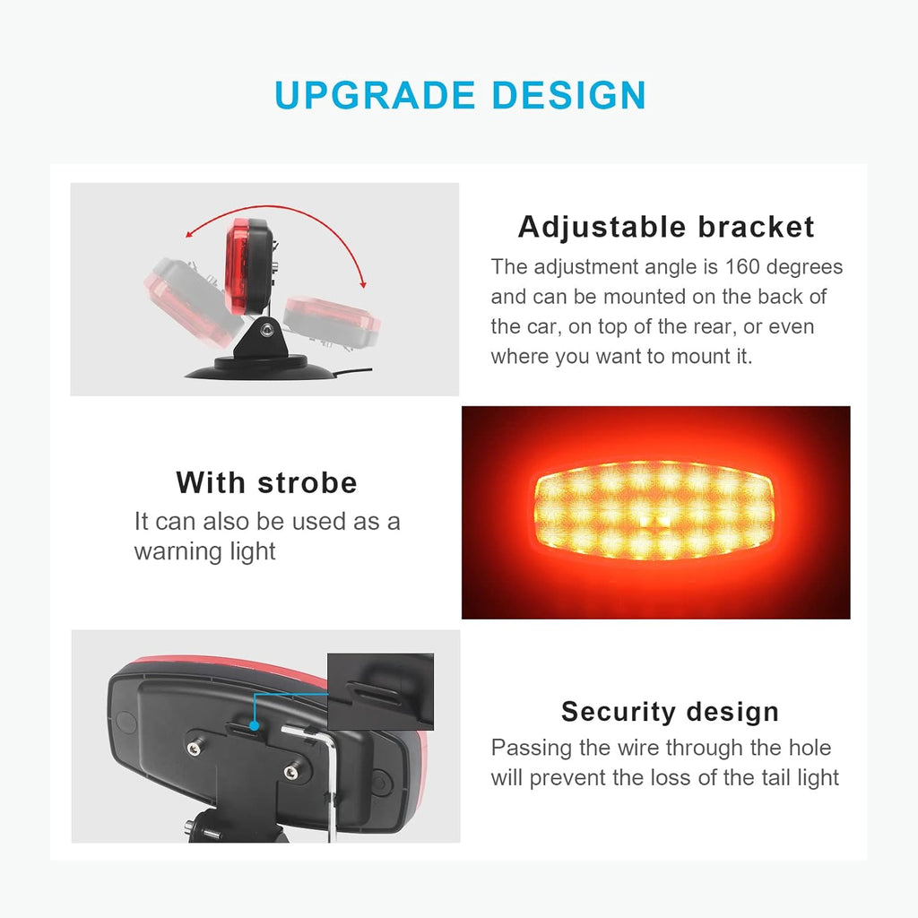 Wireless Trailer Lights with Adjustable Bracket, Battery Magnetic Tow Lights with Strobe O178564