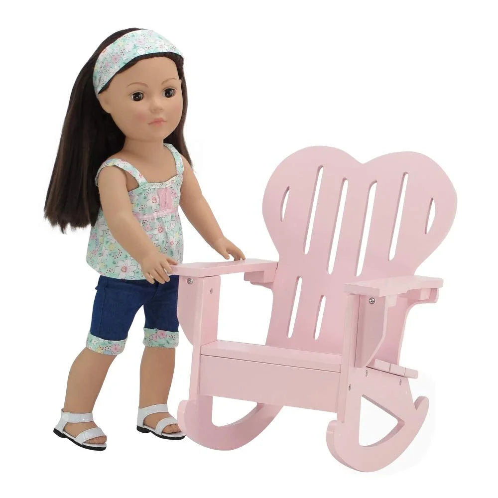 Pink Outdoor Adirondack Rocking Chair with Heart Shaped Back Z217