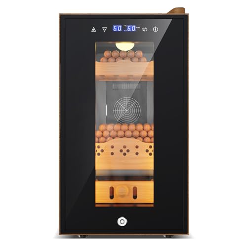 Electric Humidor 25L 150 Counts Thermostatic Cooling Cabinet with Spanish Cedar Wood Shelves U285357
