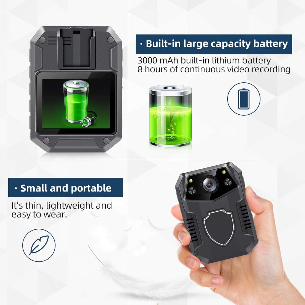 2160P Body Camera with 64GB Memory, 2 Inch Display, Night Vision, 3000 mAh Battery L375060