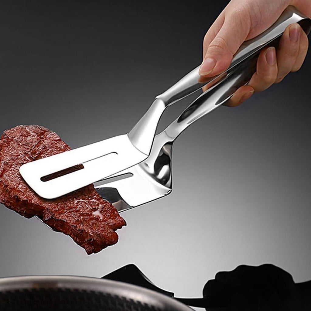 Stainless Steel Double-Sided Shovel Clip Kitchen Tongs T440239