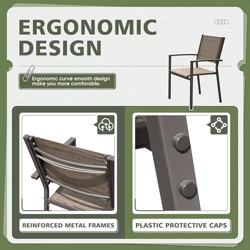 Textilene Outdoor Stackable Dining Chairs Set of 6 Grey P139514