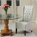 Light Beige Tufted High Back Fabric Dining Chair W884193