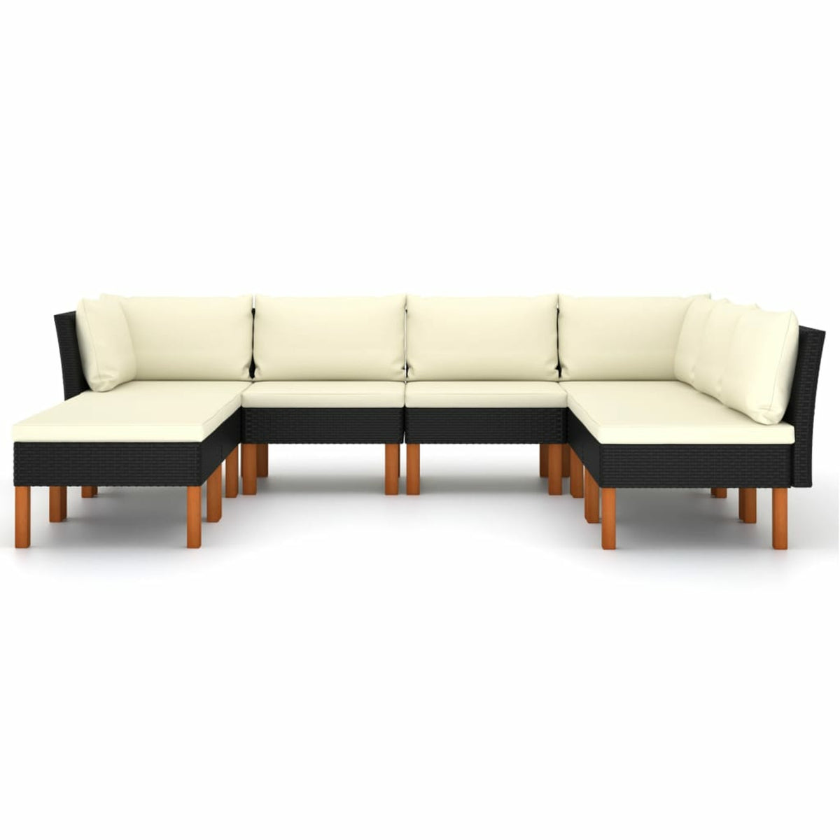 8 Piece Cream White Cushioned Poly Rattan Sectional Outdoor Furniture Set P8231