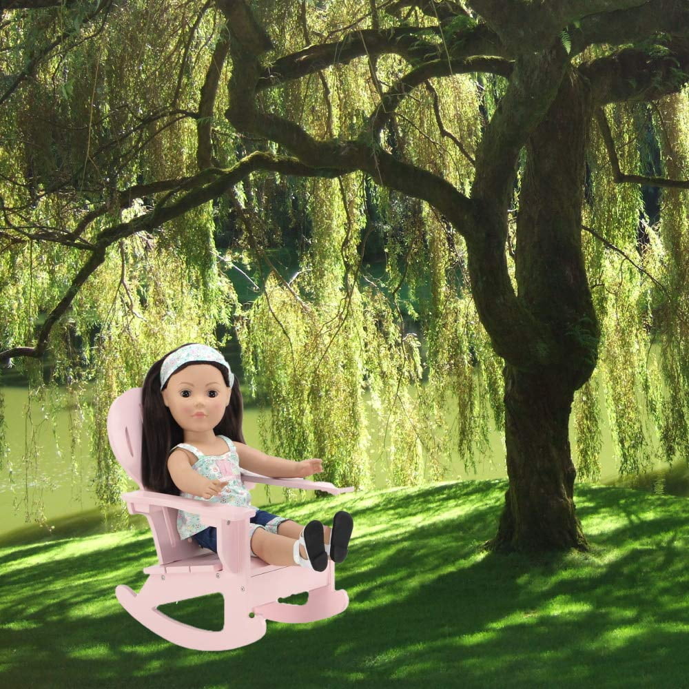 Pink Outdoor Adirondack Rocking Chair with Heart Shaped Back Z217