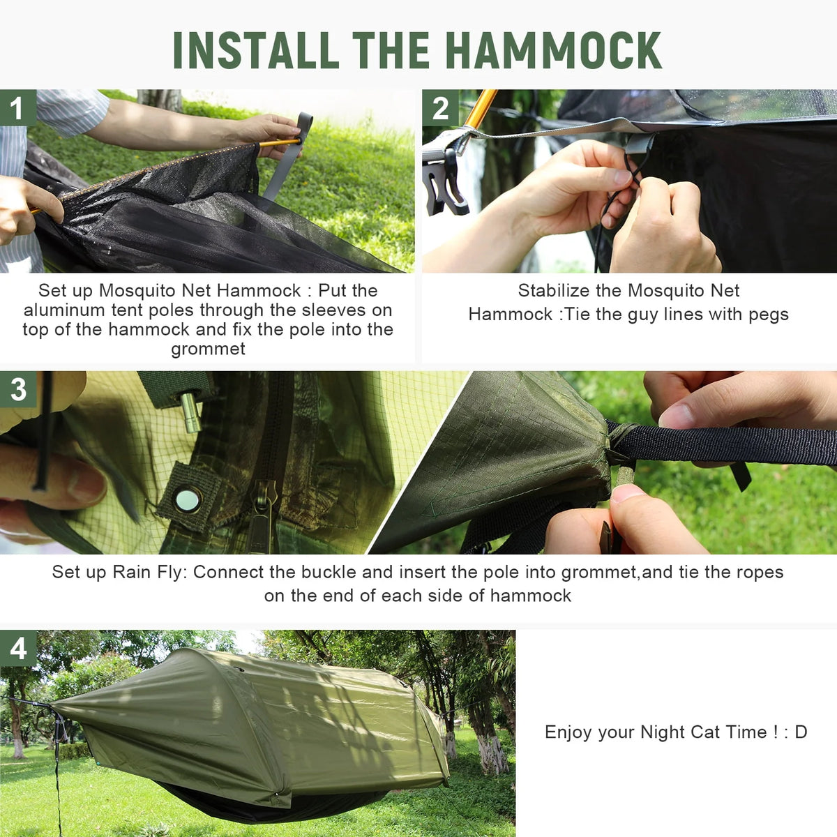 Camping Hammock Tent with Mosquito Net and Rain Fly Q4581