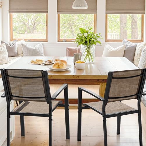 Textilene Outdoor Stackable Dining Chairs Set of 6 Grey P139514