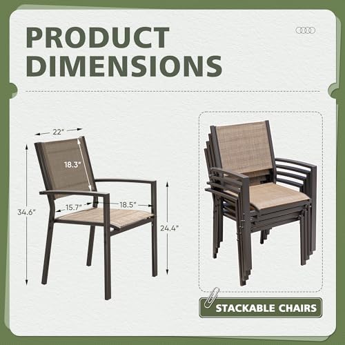 Textilene Outdoor Stackable Dining Chairs Set of 6 Grey P139514