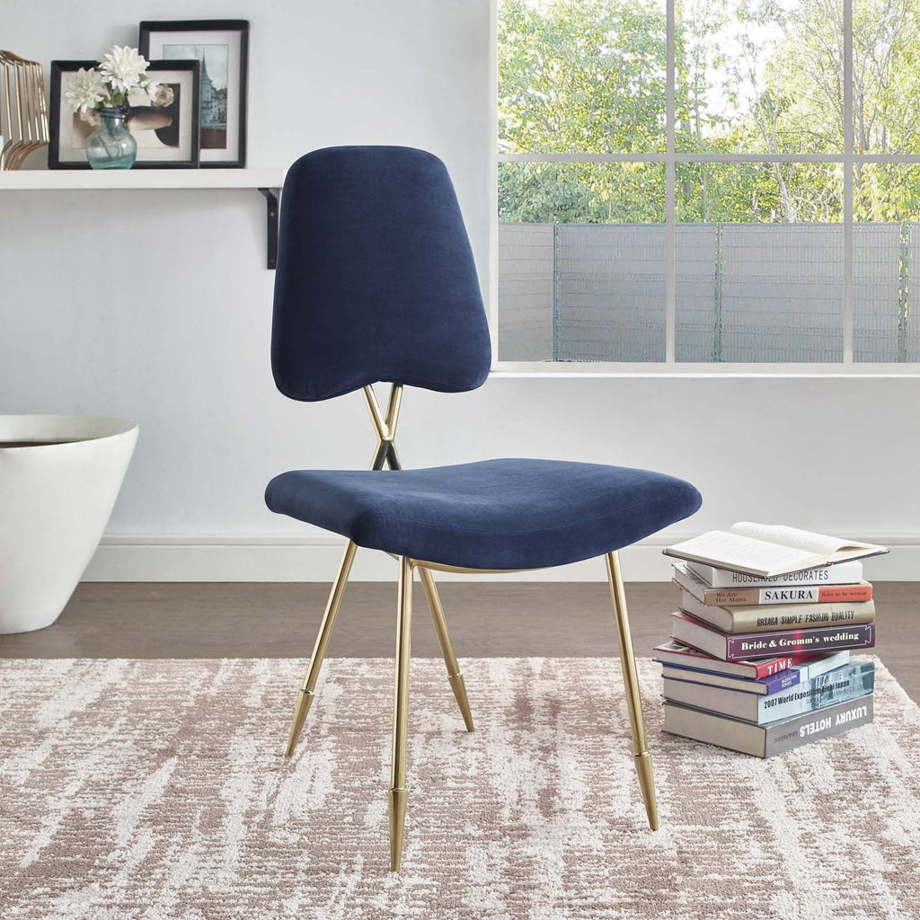 Navy Blue Velvet Side Chair B3559