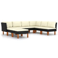 8 Piece Cream White Cushioned Poly Rattan Sectional Outdoor Furniture Set P8231