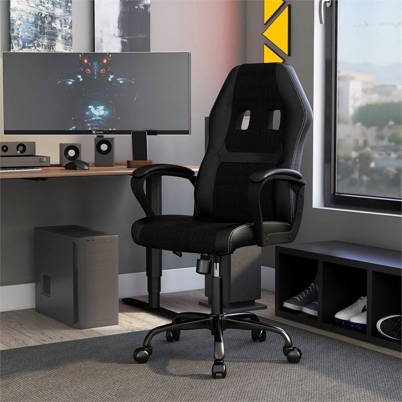 Black PU Leather Office Chair with Metal Base Q60658