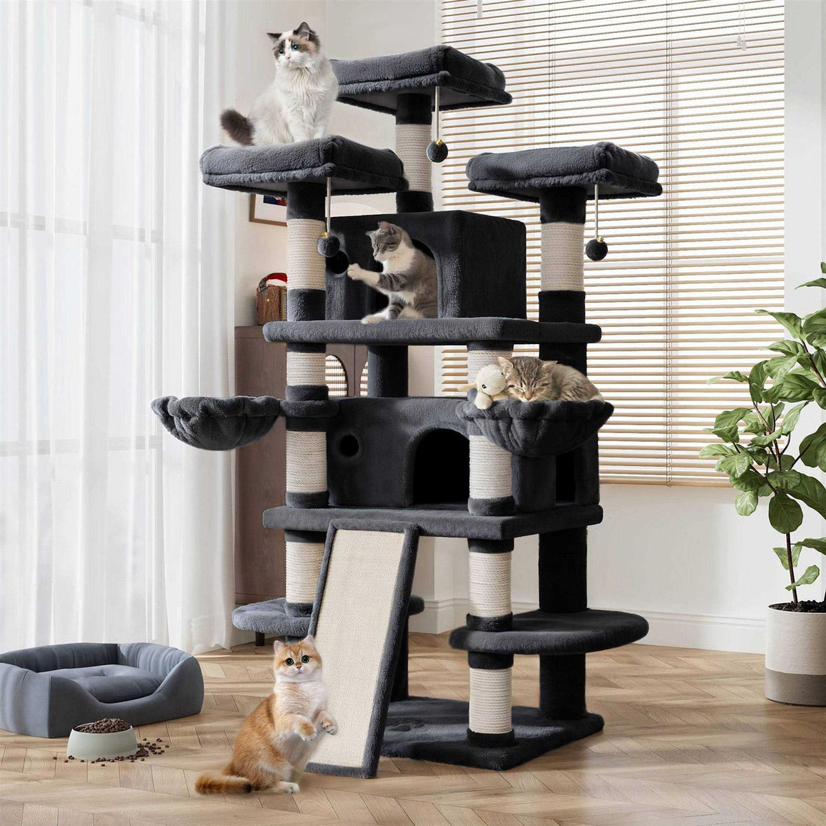 68 Inch Multi-Level Cat Tree with Scratching Posts L524323