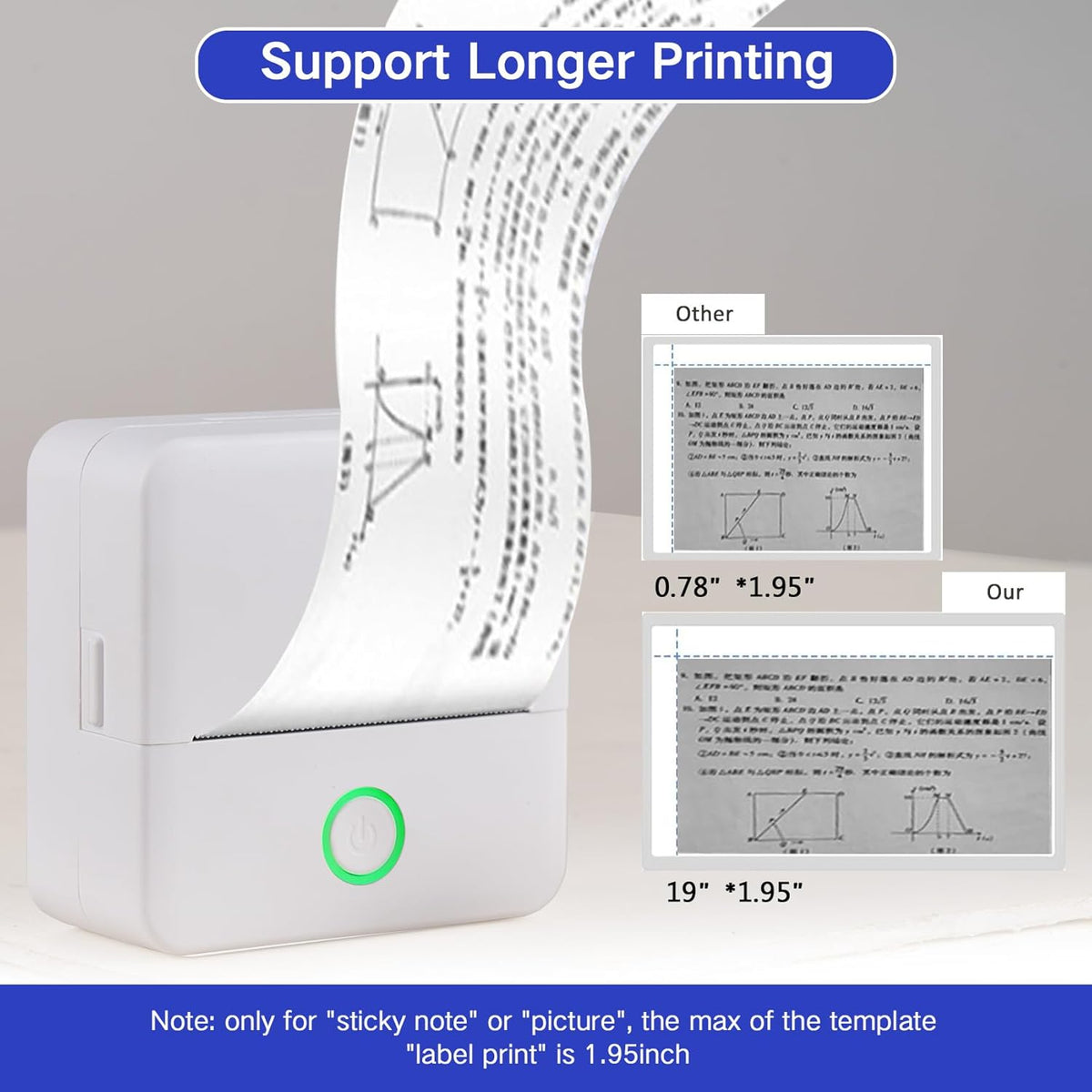 Mini Sticker Printer Label Maker Machine with Tape Portable Bluetooth Inkless Label Printer W620