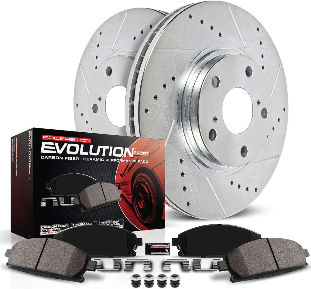Rear Z23 Carbon Fiber Brake Pads with Drilled & Slotted Brake Rotors Kit N6919