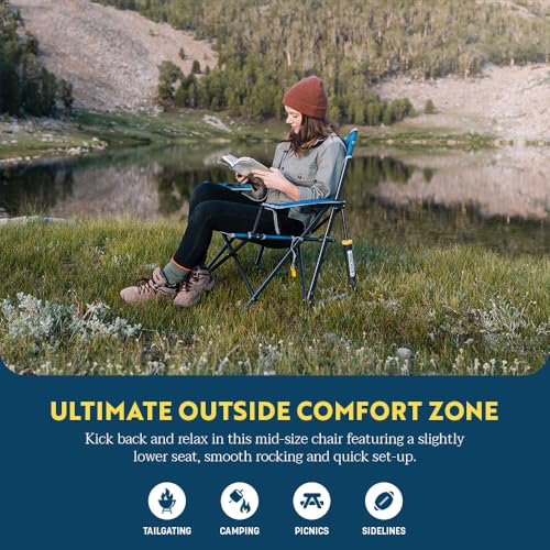 Portable Folding Rocking Camping Chair with Drink Holder J376381