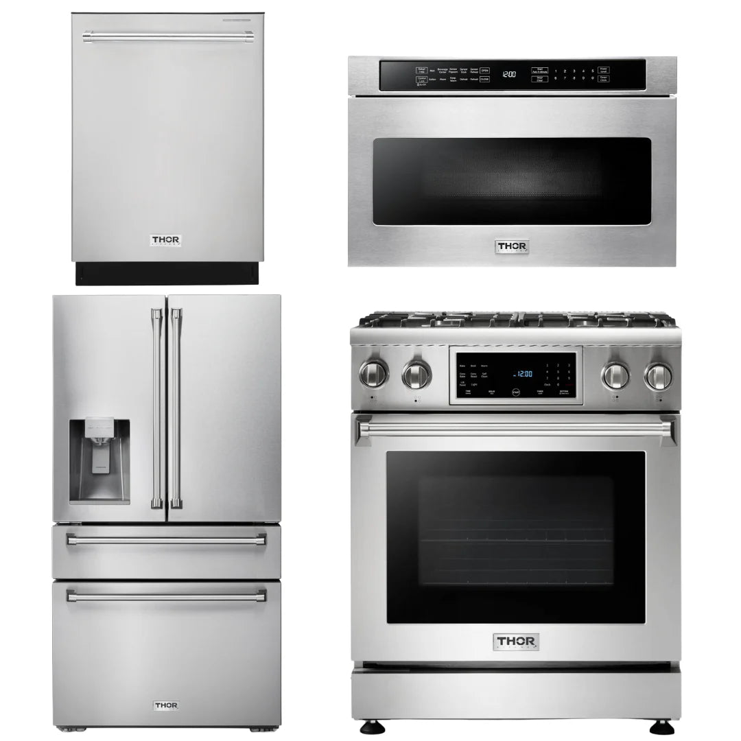 30 Propane Gas Range, Microwave, Refrigerator, Dishwasher P9988