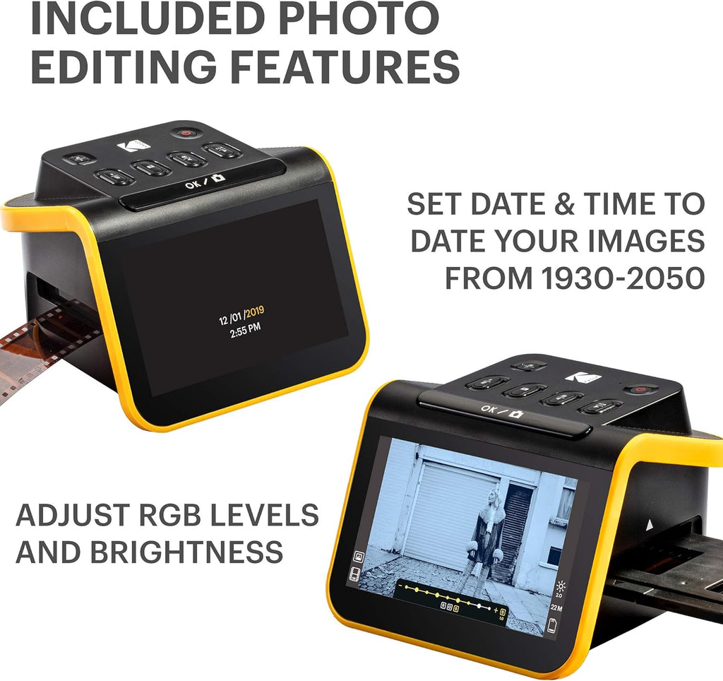 Film and Slide Scanner with 5" LCD Screen, 35mm 126 110 Film Negatives & Slides to 22MP JPEG C7621