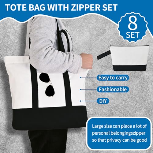 16 Pack 12oz Cotton Canvas Tote Bags and Makeup Pouches Set B2680