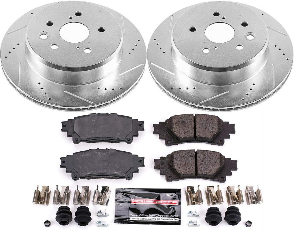 Rear Z23 Carbon Fiber Brake Pads with Drilled & Slotted Brake Rotors Kit N6919