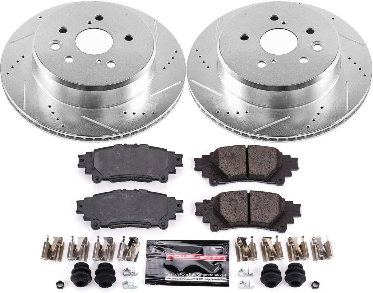 Rear Z23 Carbon Fiber Brake Pads with Drilled & Slotted Brake Rotors Kit N6919