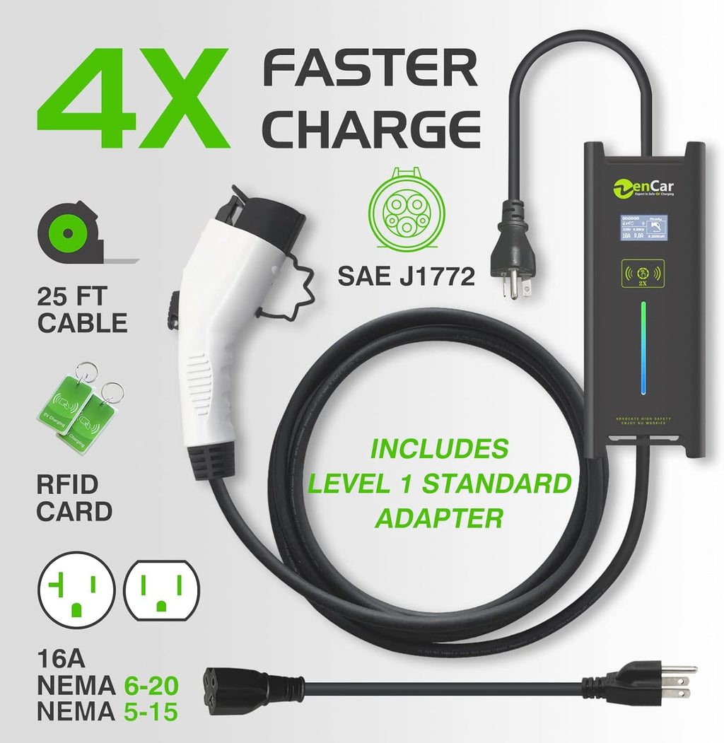 EV Charger with Cable Holder, Timing Delay, 230V, 16A, NEMA 6-20 J750291