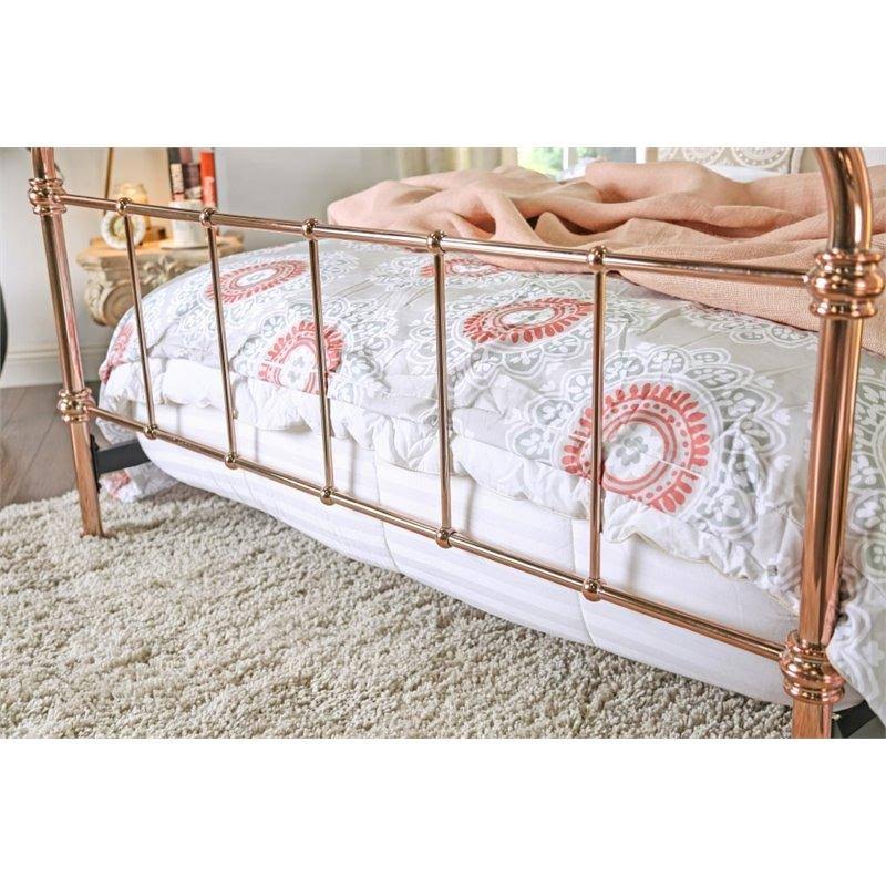 Rose Gold Metal King Bed M758