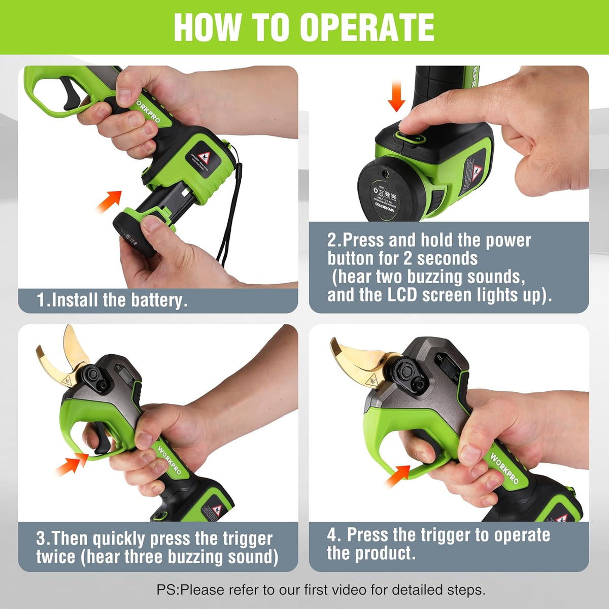 12V Electric Pruning Shears with 2 Pack Rechargeable Battery and Fast Charger E7342