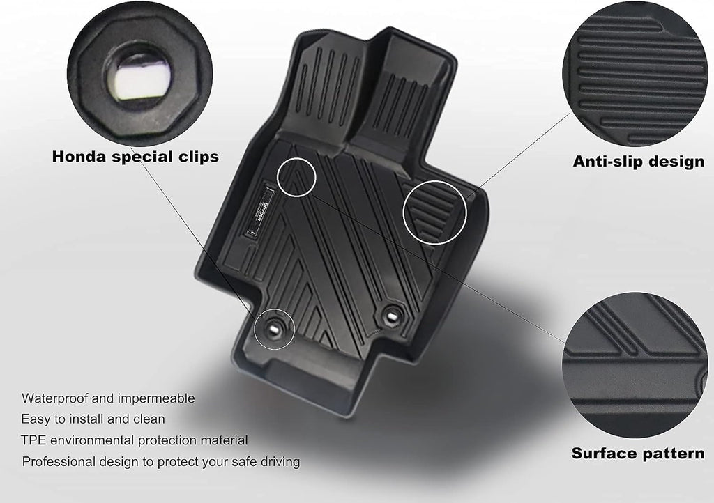 3 Row All-Weather Rubber Car Floor Mats & Cargo Liner Black E9477