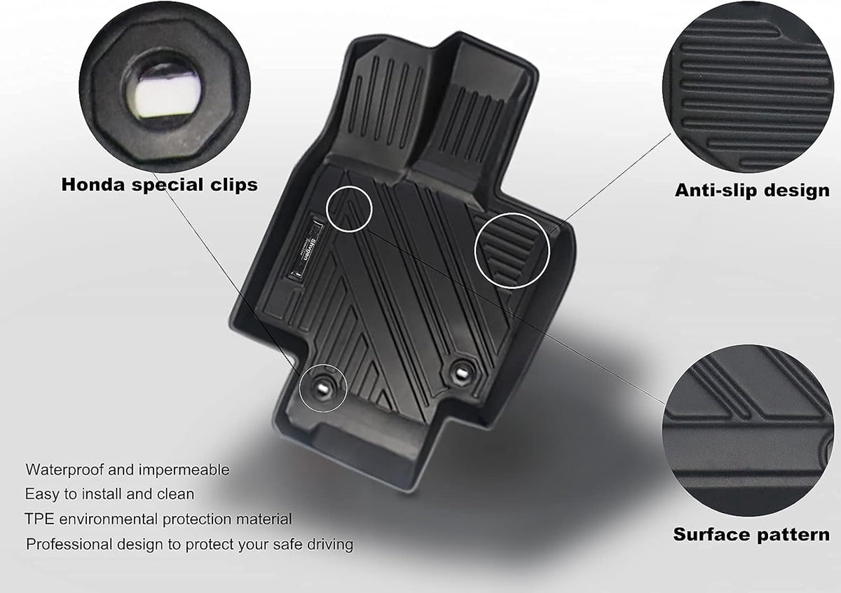 3 Row All-Weather Rubber Car Floor Mats & Cargo Liner Black E9477