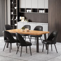 7 Piece Faux Leather Metal Wood Dining Set O346767