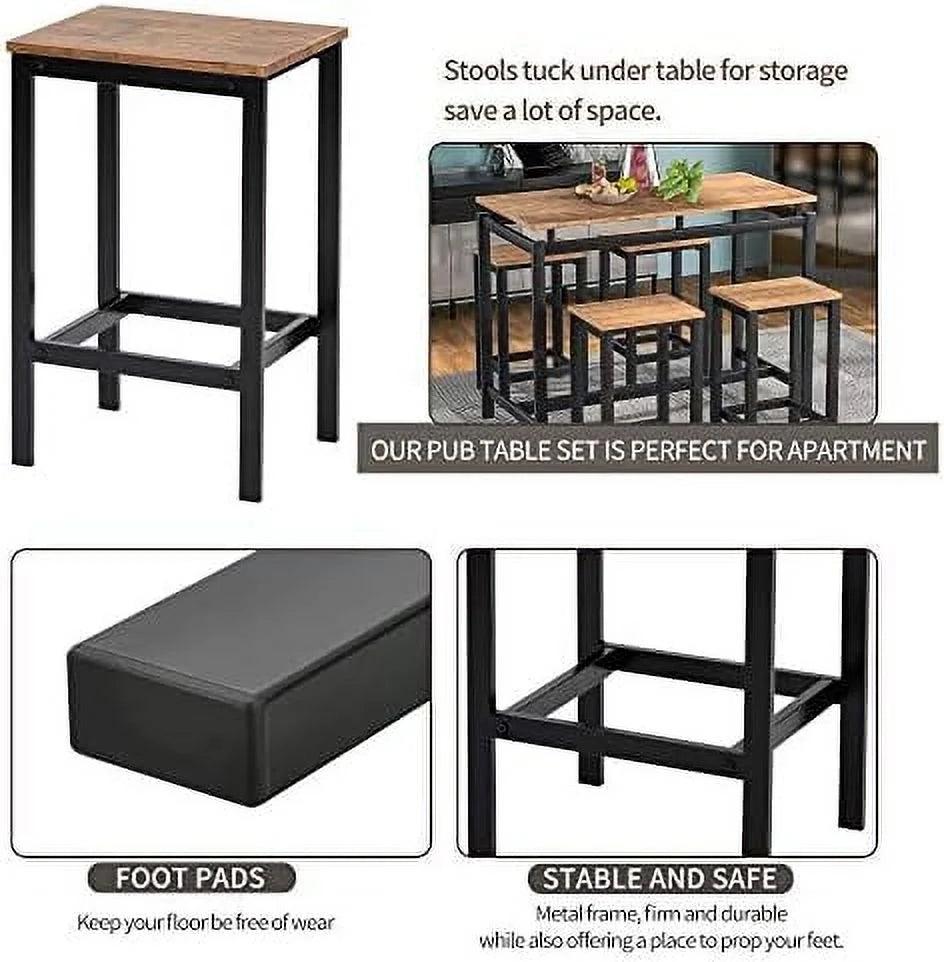 5-Piece Counter Height Dining Table Set with 4 Stools R4502