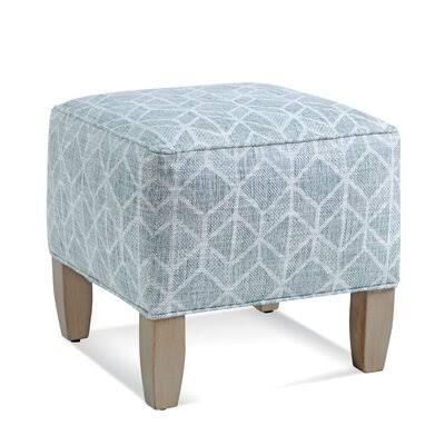 Gray and White Performance Stripe Square Ottoman S42942