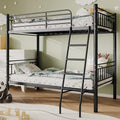 Twin Over Twin Heavy Duty Metal Bunk Bed with Ladder and Guardrail L73033