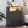 Black 4 Drawer Dresser with Charging Station O2522