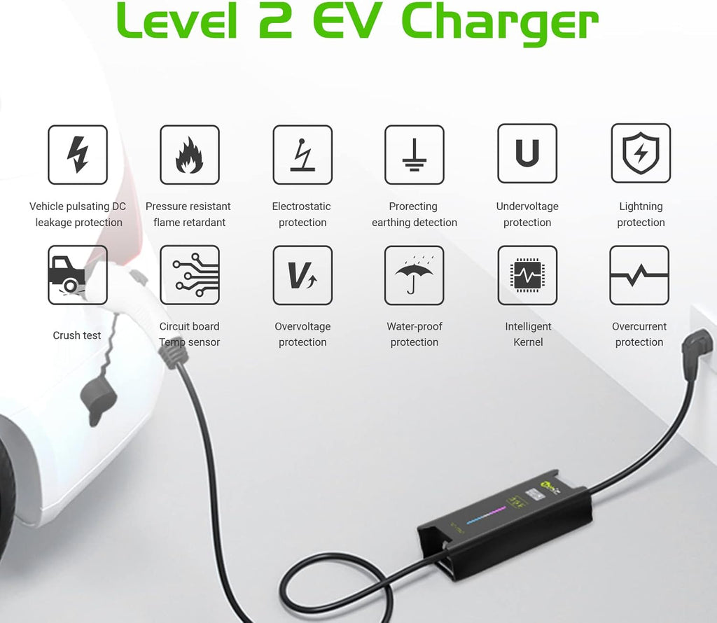 EV Charger with Cable Holder, Timing Delay, 230V, 16A, NEMA 6-20 J750291