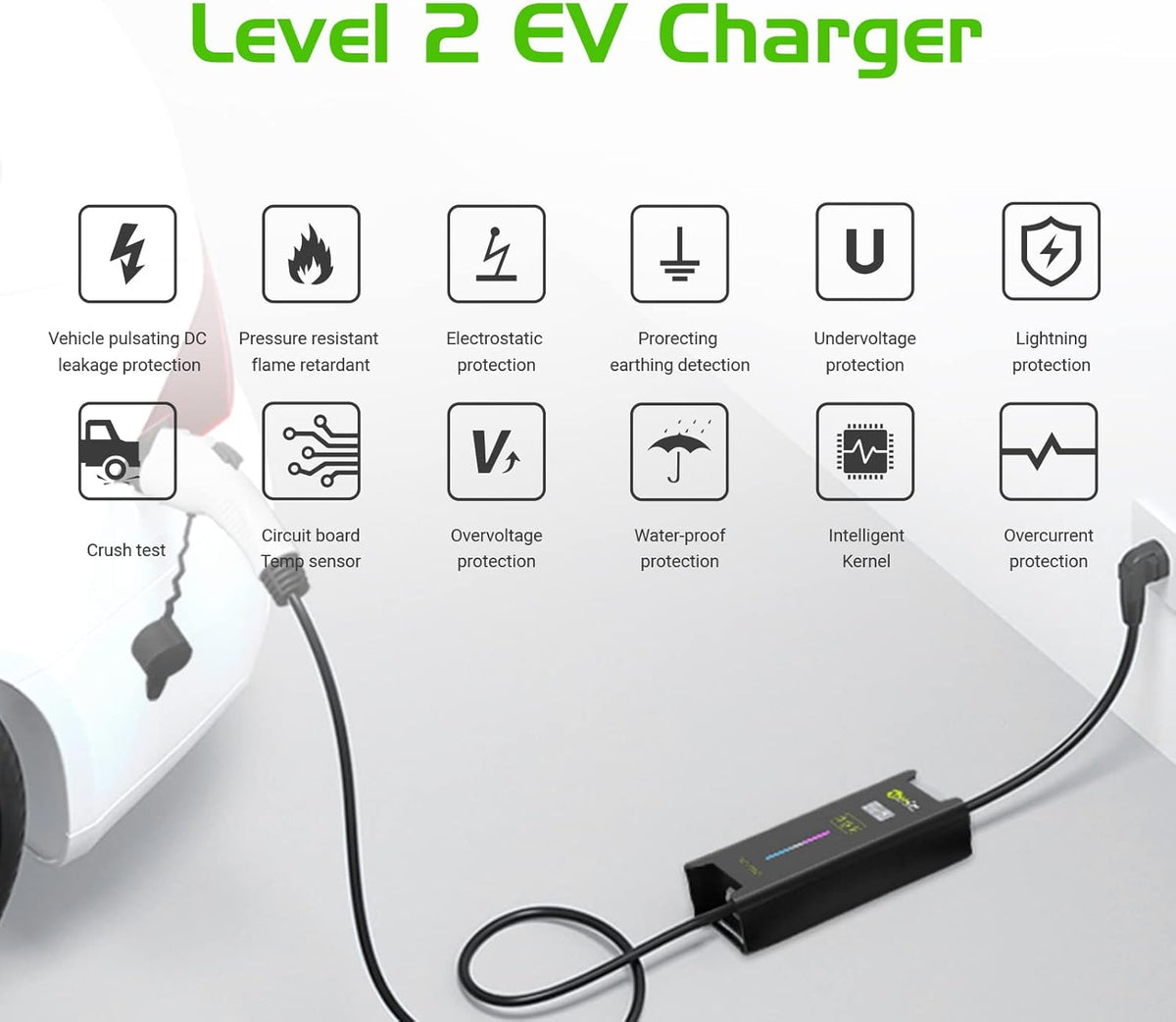 EV Charger with Cable Holder, Timing Delay, 230V, 16A, NEMA 6-20 J750291