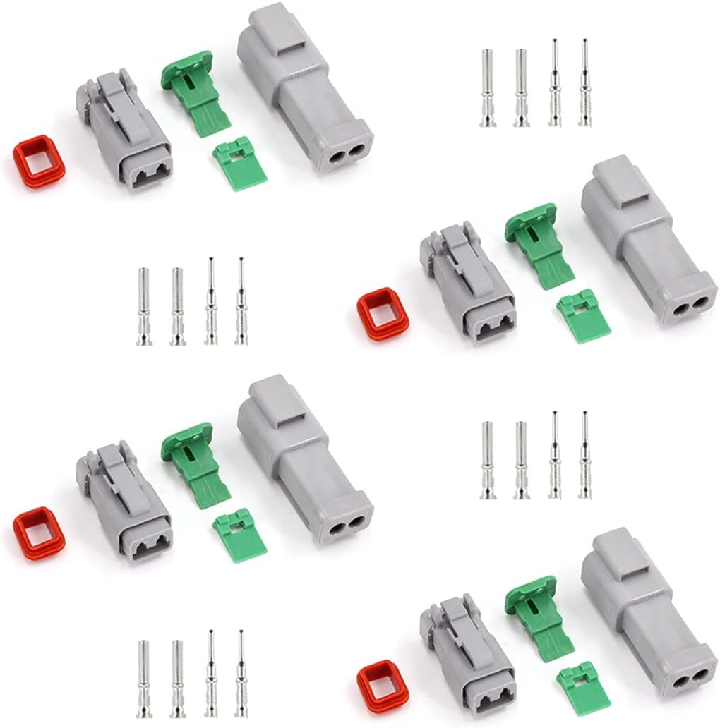 2 Pin DT Connector Kit Waterproof Electrical Connectors Solid Contacts Heavy Duty 16-20 AWG 4Pcs Y871