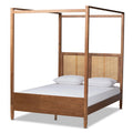 Brown Finished Wood Queen Size Canopy Bed U794201