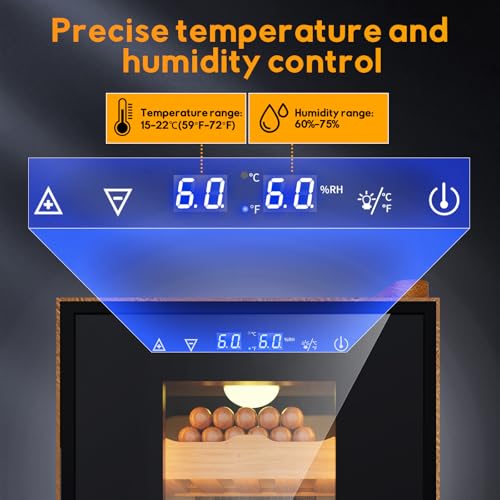 Electric Humidor 25L 150 Counts Thermostatic Cooling Cabinet with Spanish Cedar Wood Shelves U285357
