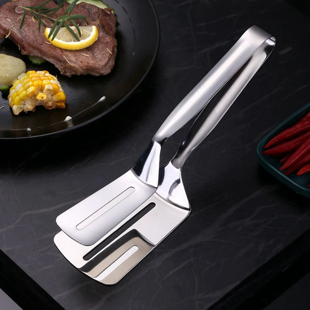 Stainless Steel Double-Sided Shovel Clip Kitchen Tongs T440239